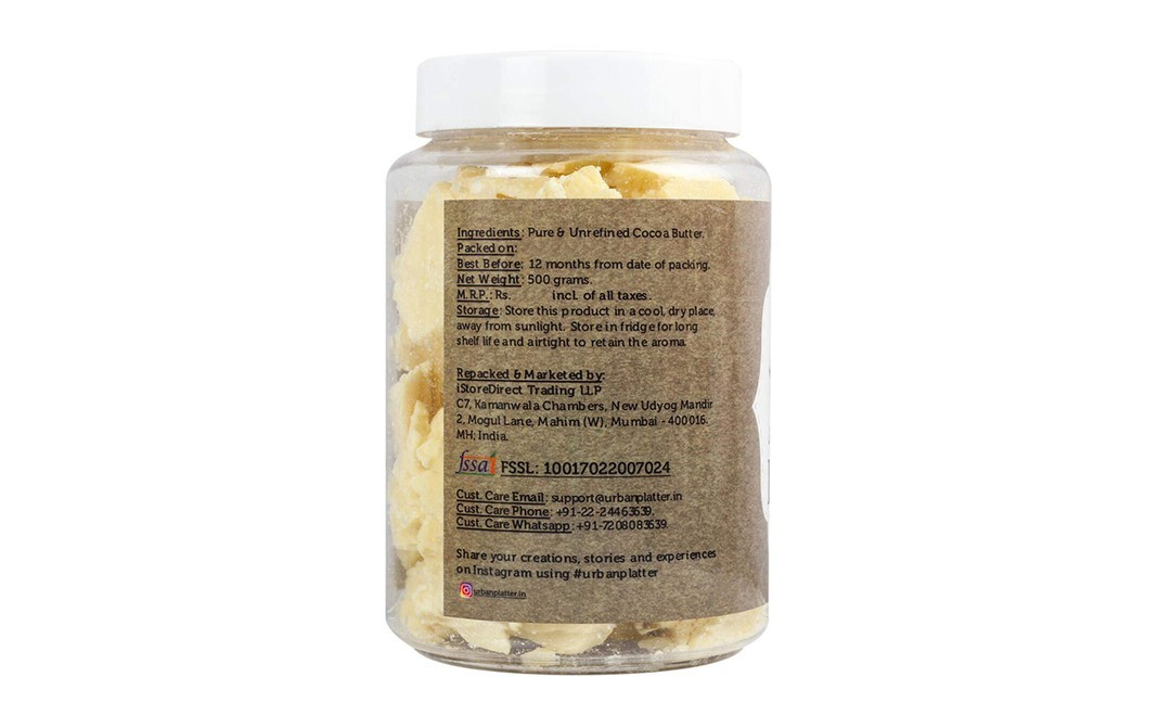 Urban Platter Pure & Natural Aromatic Cocoa Butter   Plastic Jar  500 grams